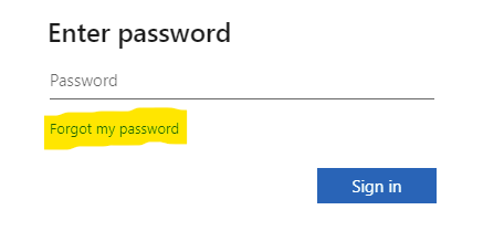 Microsoft password reset