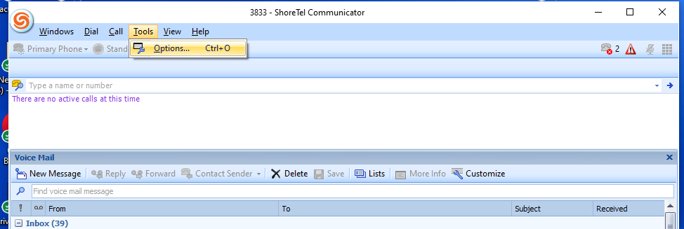 ShoreTel tools options